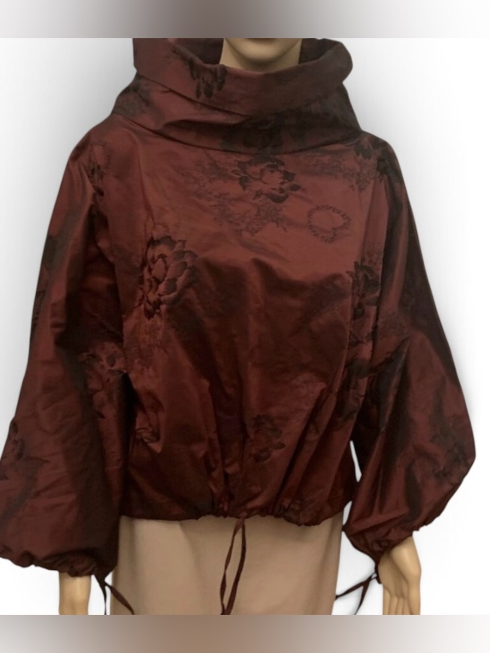 bryn Walker Wine Floral Hooded Bomber Jacket